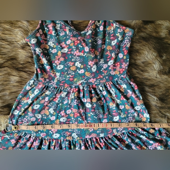 Roxy Teal Green floral Lace Up Back Sundress S - Picture 5 of 9